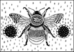 Bumble drawing in black and white by Julian Godfery