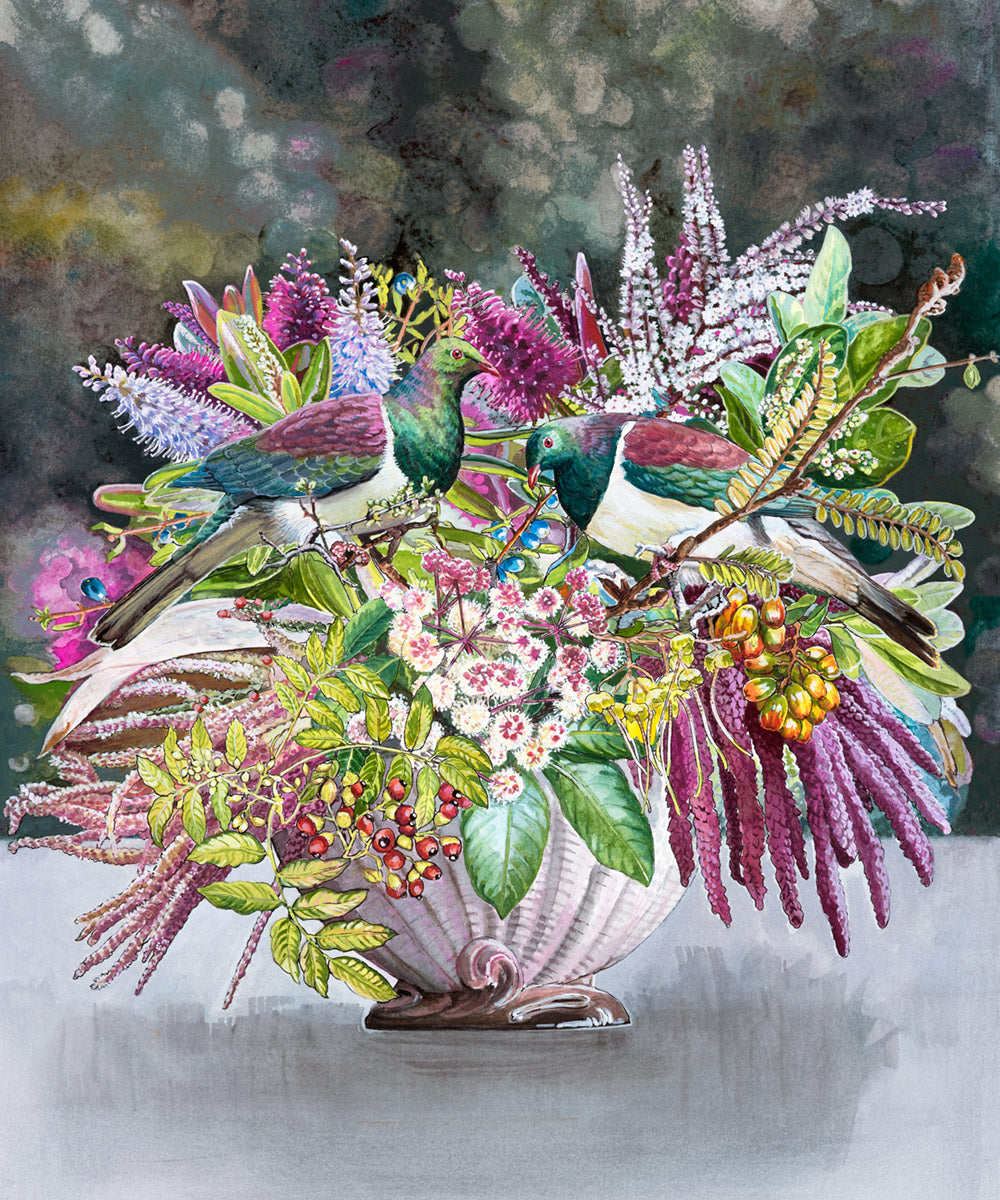 Art prints with NZ native birds and flowers