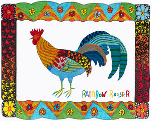 Rainbow Rooster drawing by Julian Godfery