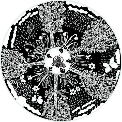 black and white drawing of spring garden II by Julian Godfery