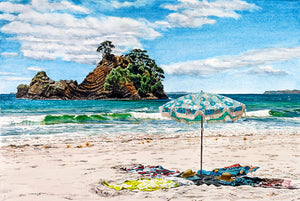 Whangapoua in the summer painting art print by Jane Galloway