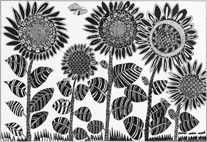 Black and white sunflowers by Julian Godfery