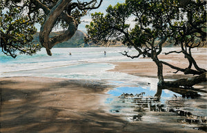 Opito beach painting by Jane Galloway